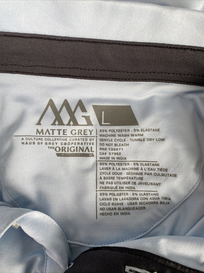 NEW Matte Grey Men's Blue Short Sleeve Activewear Polo Sz M