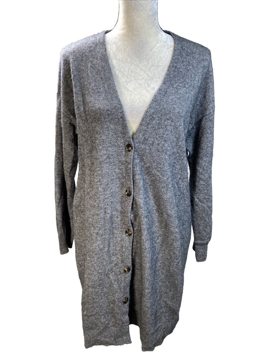Ann Taylor Suéter tipo cárdigan midi con botones en mezcla de lana gris para mujer - LP