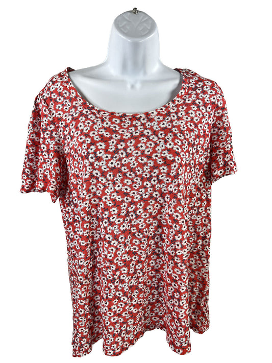 Lucky Brand Camiseta de manga corta con estampado floral rojo para mujer - M
