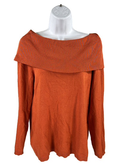 Chico's Women's Orange Long Sleeve Cowl Neck Sweater - 1/US M