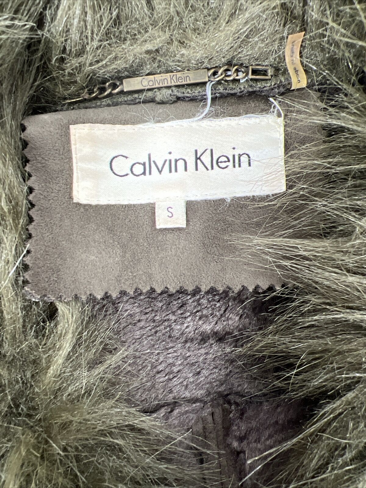 Calvin Klein Women's Green Microfiber Button Front Coat - S