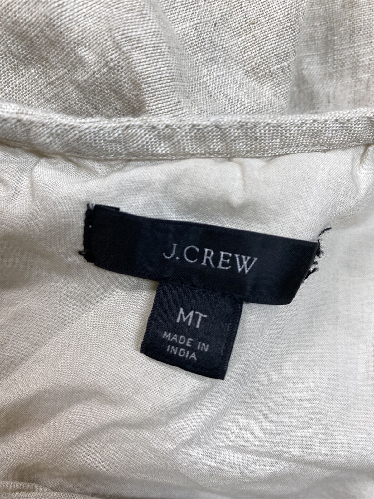 J. Crew Women's Beige Lined Linen Sleeveless Shift Dress - Tall MT