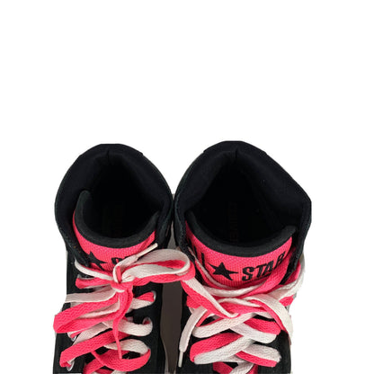 Converse All Star Girls Black/Pink Lace Up Casual Mid Top Sneakers - 5