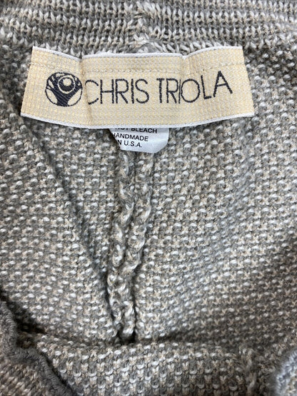 Chris Triola Womens Gray/Beige Cotton Knit Stretch Waist Wide Leg Pants - M/L