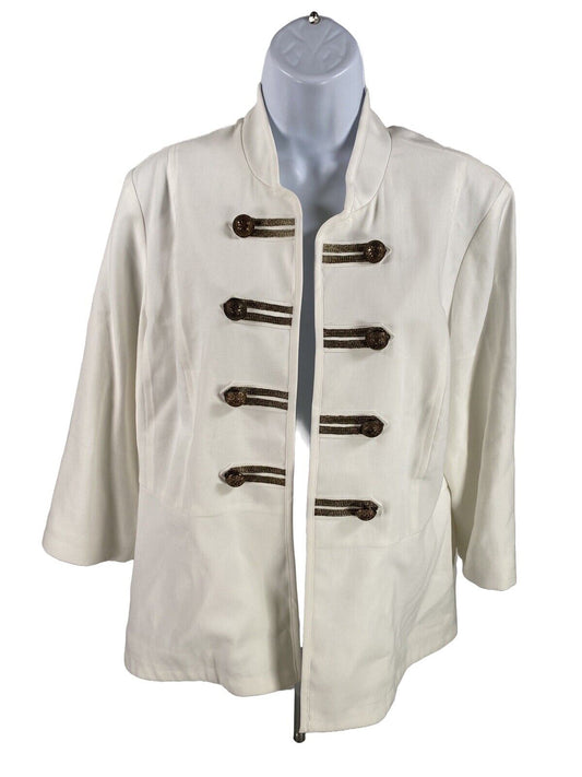 NUEVO Blazer tipo chaqueta militar con peplum blanco para mujer de Chico's - 2 Petite