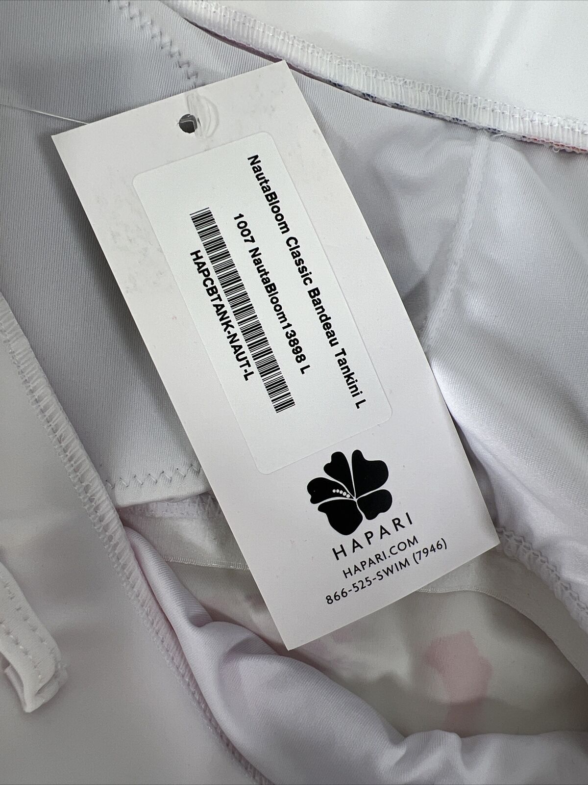 NEW Hapari Women's White/ Multi-Color Floral Bandeau Tankini Swimsuit - L