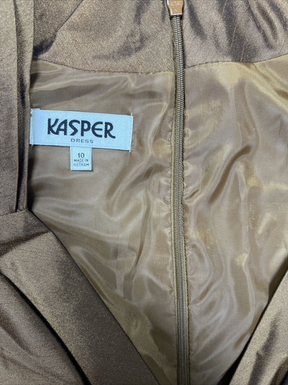 NUEVO Vestido acampanado sin mangas de cobre/bronce Kasper para mujer - 10