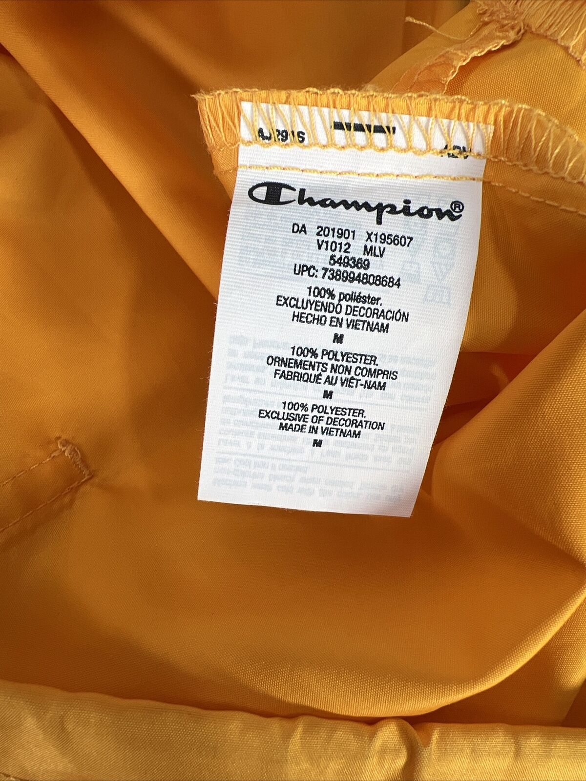 Champion Chaqueta cortavientos con capucha de manga larga naranja/dorada para hombre - M