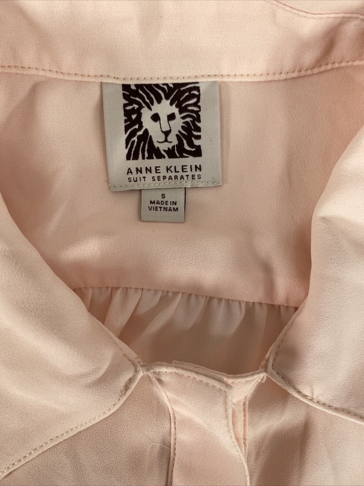 Anne Klein Women's Pink Sheer Sleeveless Button Up Blouse - S