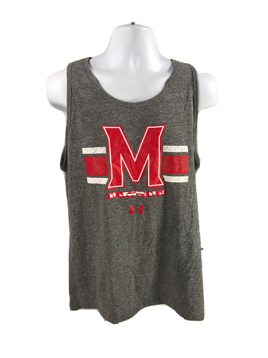 NEW Under Armour Men's Gray/Red University of Miami Loose Fit Tank Top -L