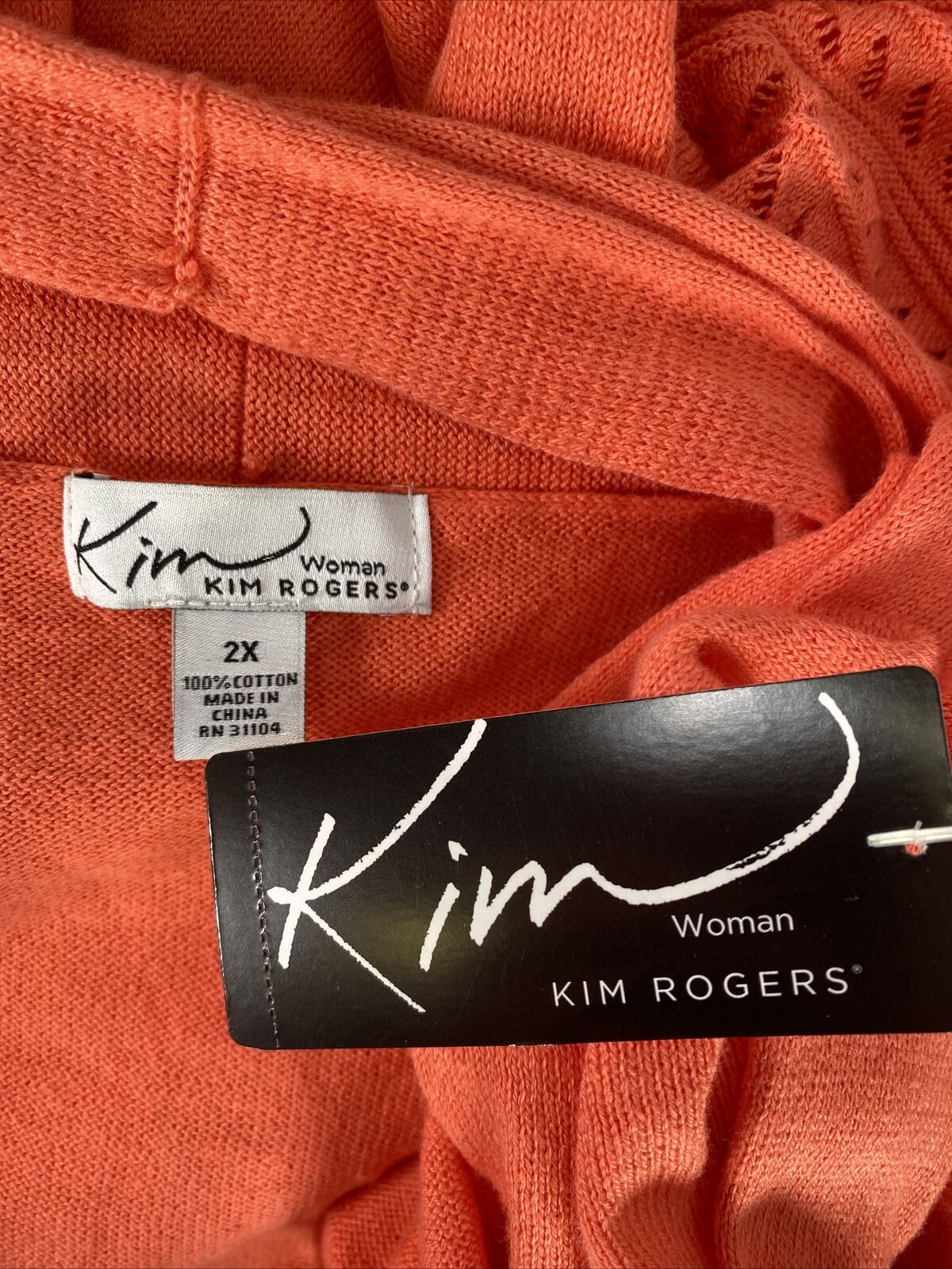 NEW Kim Rogers Women's Coral Pink Cardigan Sweater - Plus 2X