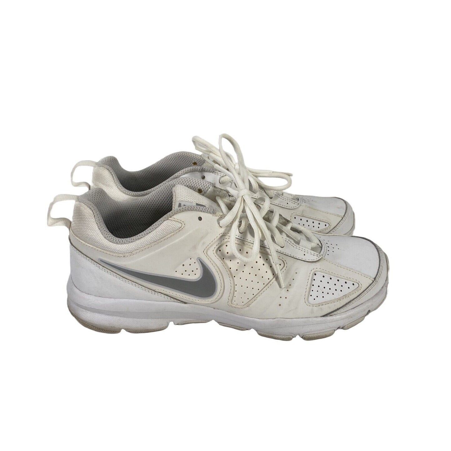 Nike Women's White Leather Lace Up T-Lite XI Athletic Shoes 610232 - 9.5