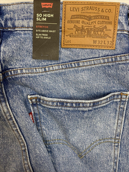 NUEVOS jeans desgastados y delgados con lavado claro y tan altos de Levis para hombre - 32x32
