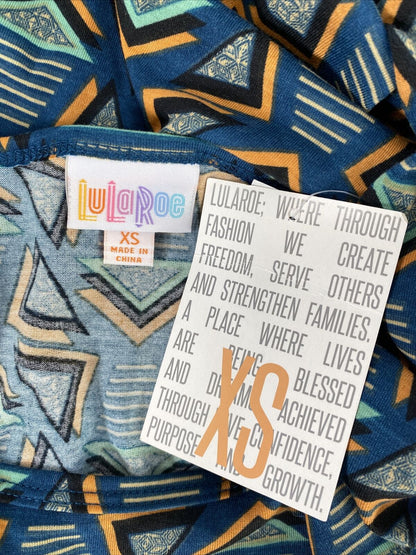 NUEVO LuLaRoe Camiseta Irma de manga corta geométrica azul para mujer - XS