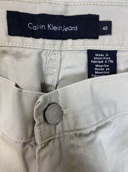 NEW Calvin Klein Men's Light Beige Easy Fit Tapered Leg Pants Sz 40x32