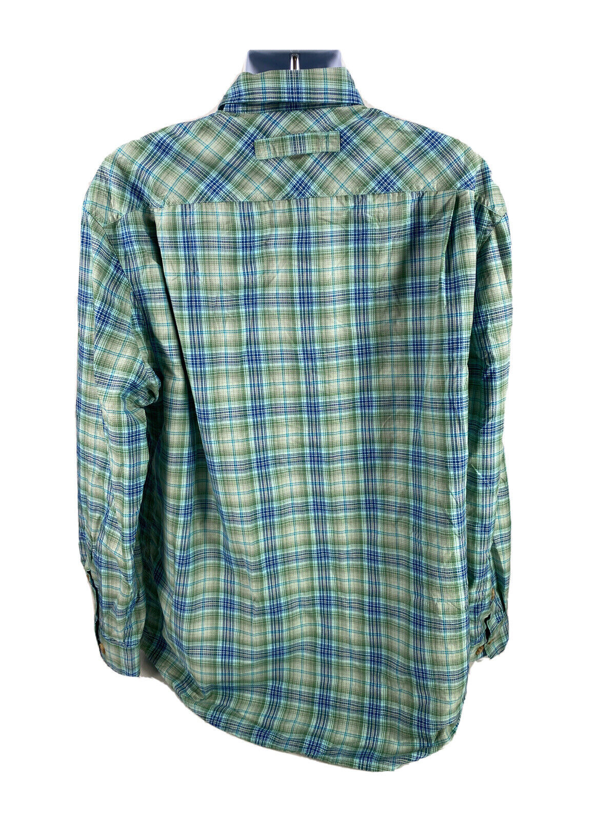 Duluth Trading Men's Green Plaid Standard Fit Button Up Shirt - L Tall