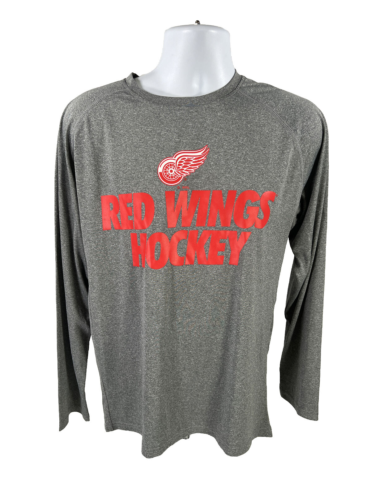 NHL Men's Detroit Red Wings Gray Graphic Long Sleeve Athletic Shirt - M