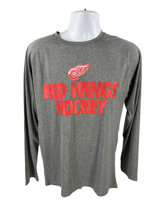 Camiseta deportiva de manga larga con gráfico gris Detroit Red Wings de la NHL para hombre - M