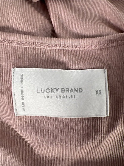 Lucky Brand Camisa de manga larga cruzada con lazo frontal rosa para mujer - XS
