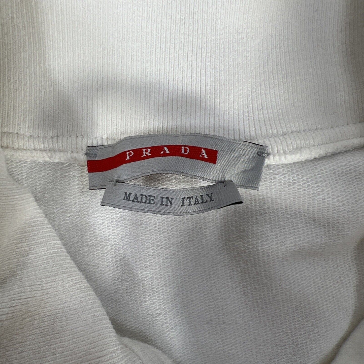 Prada Women's White Full Zip Cotton Sweatshirt - L