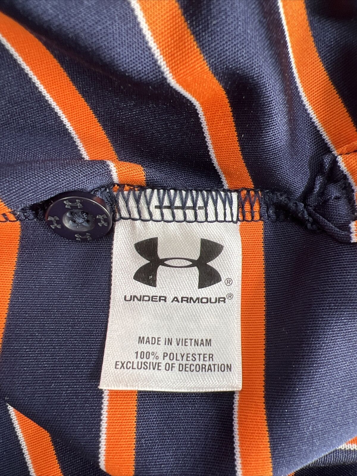 Under Armour Men's Blue Striped Short Sleeve HeatGear Golf Polo Shirt - M