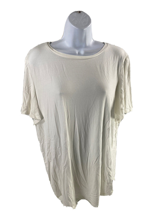 Chico's Women's White Flutter Short Sleeve T-Shirt - L