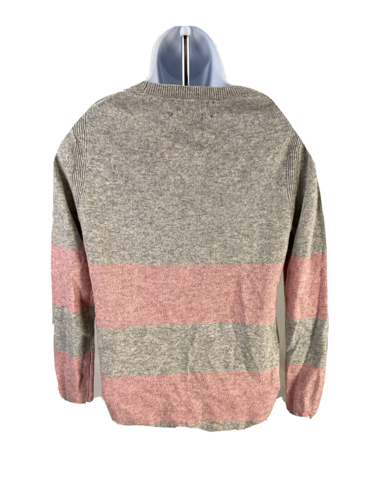 Banana Republic Women's Gray/Pink Striped Long Sleeve Knit Sweater Sz XS