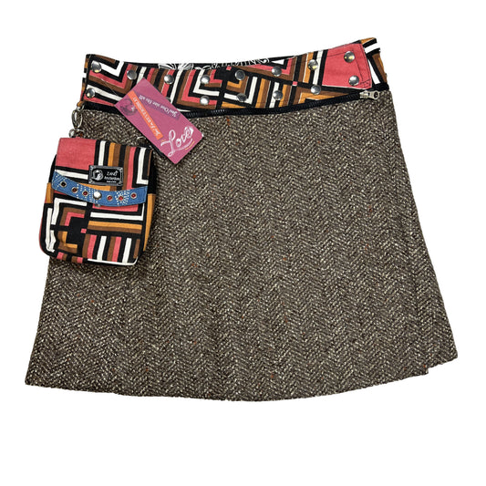 NEW Zand Amsterdam Womens Brown/MultiColor Reversible Adjustable Skirt OS