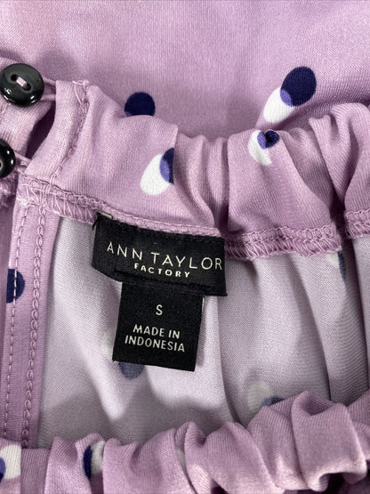 Ann Taylor Women's Purple Sleeveless Tie Neck Blouse - S