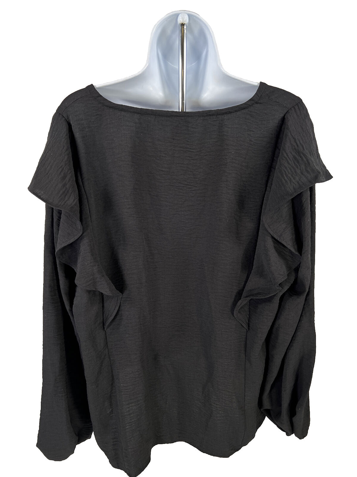NEW Nine West Women's Black Ruffle Front Long Sleeve Blouse - XL