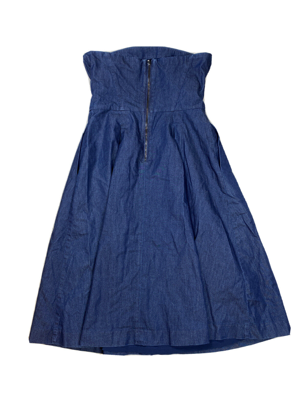 White House Black Market Women's Blue Strapless Fit & Flare Dress - 0