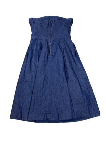 White House Black Market Women's Blue Strapless Fit & Flare Dress - 0