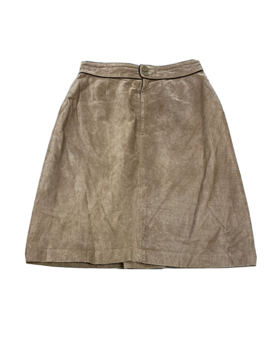 Maxima Women's Beige Suede Leather Straight Skirt Sz 12