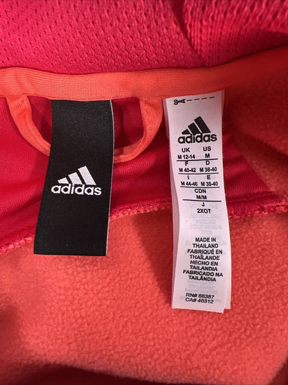 Adidas Sudadera con capucha y forro polar con cremallera completa para mujer, color rosa, talla M