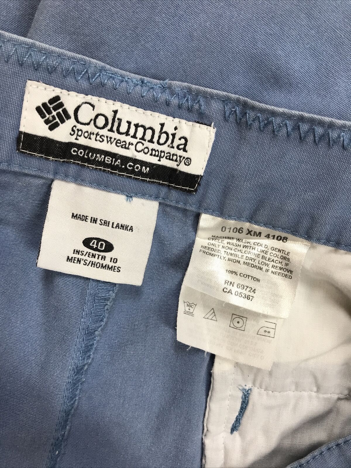 Columbia Pantalones cortos informales de algodón azul con entrepierna de 10 "para hombre - 40