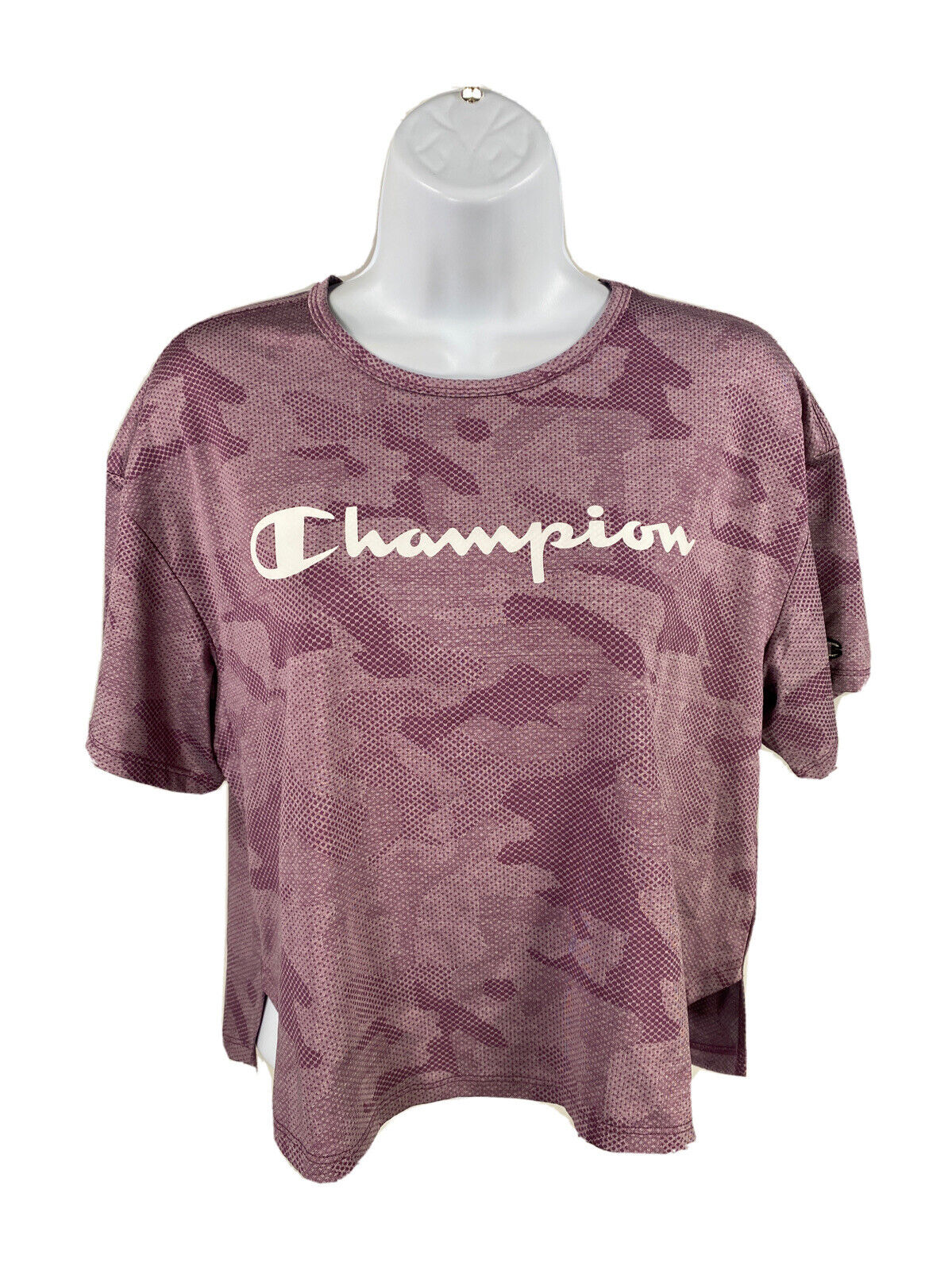 NEW Champion Women's Purple Short Sleeve Loose Fit Cropped Shirt Sz M