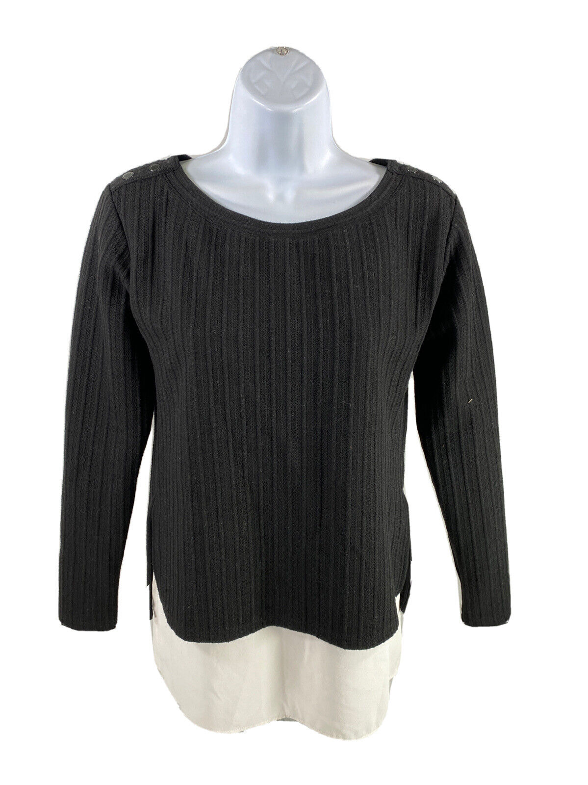 White House Black Market Women's Black Layered Long Sleeve Sweater - XS