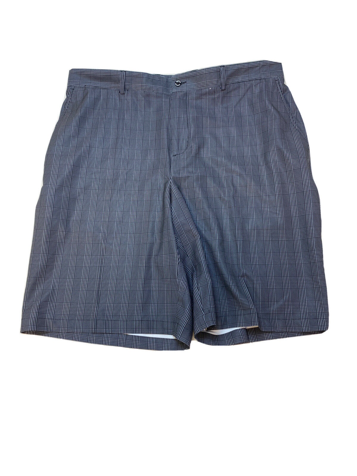 Dunning - Pantalones cortos de golf elásticos de poliéster a cuadros grises para hombre, talla 38