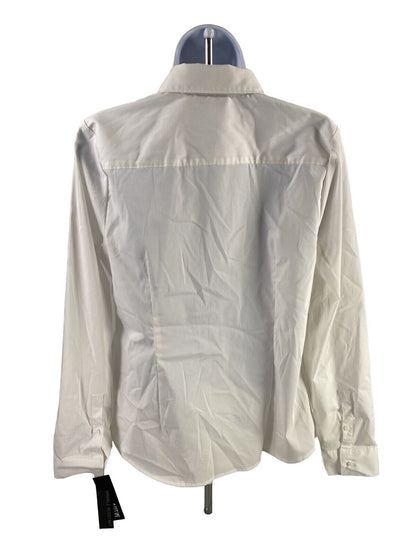 NUEVO Apt.9 Camisa de vestir blanca con botones resistente a las arrugas para mujer - 10