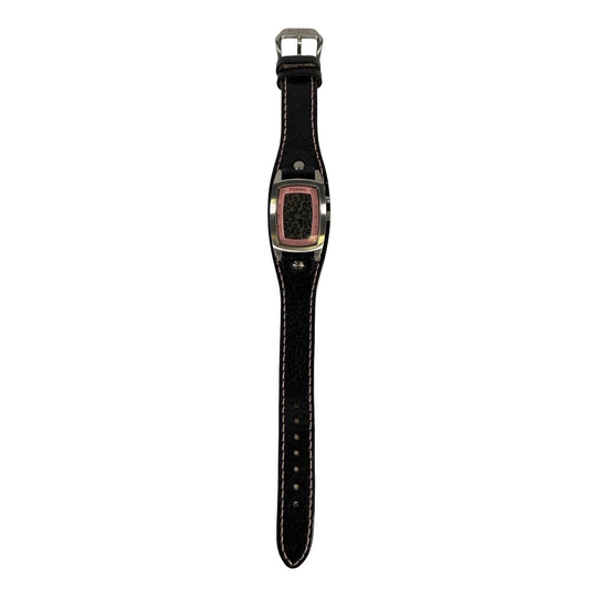 Fossil Women's Black Leather Band Electronic Background Watch