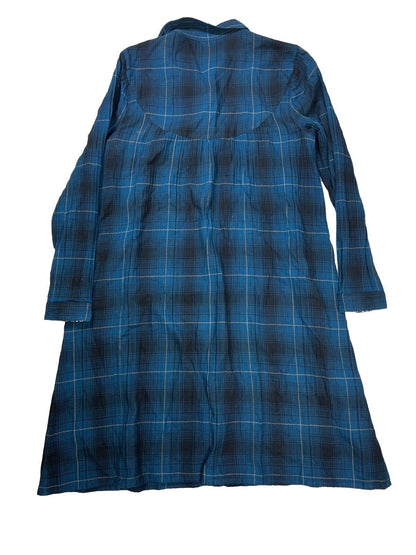J. Jill Women's Blue Plaid Long Sleeve Button Shirt Dress - XS