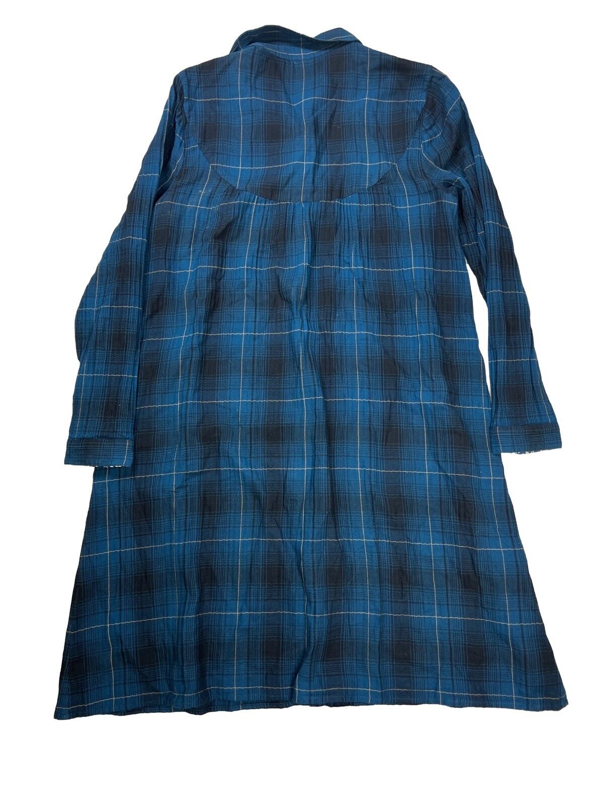 J. Jill Vestido camisero de manga larga con botones a cuadros azules para mujer - XS