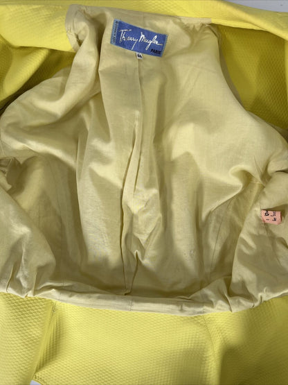 Thierry Mugler Chaqueta estilo blazer Paris con cinturón texturizado amarillo para mujer - 44/ US 8