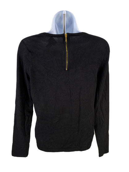 Chico's Women's Black Long Sleeve Back Zip Knit Shirt Sz 0/US S