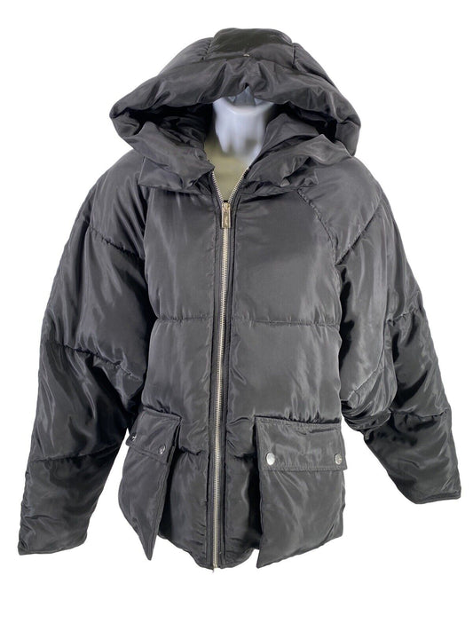 Toast Society Women's Black Hooded Full Zip Puffer Coat - M