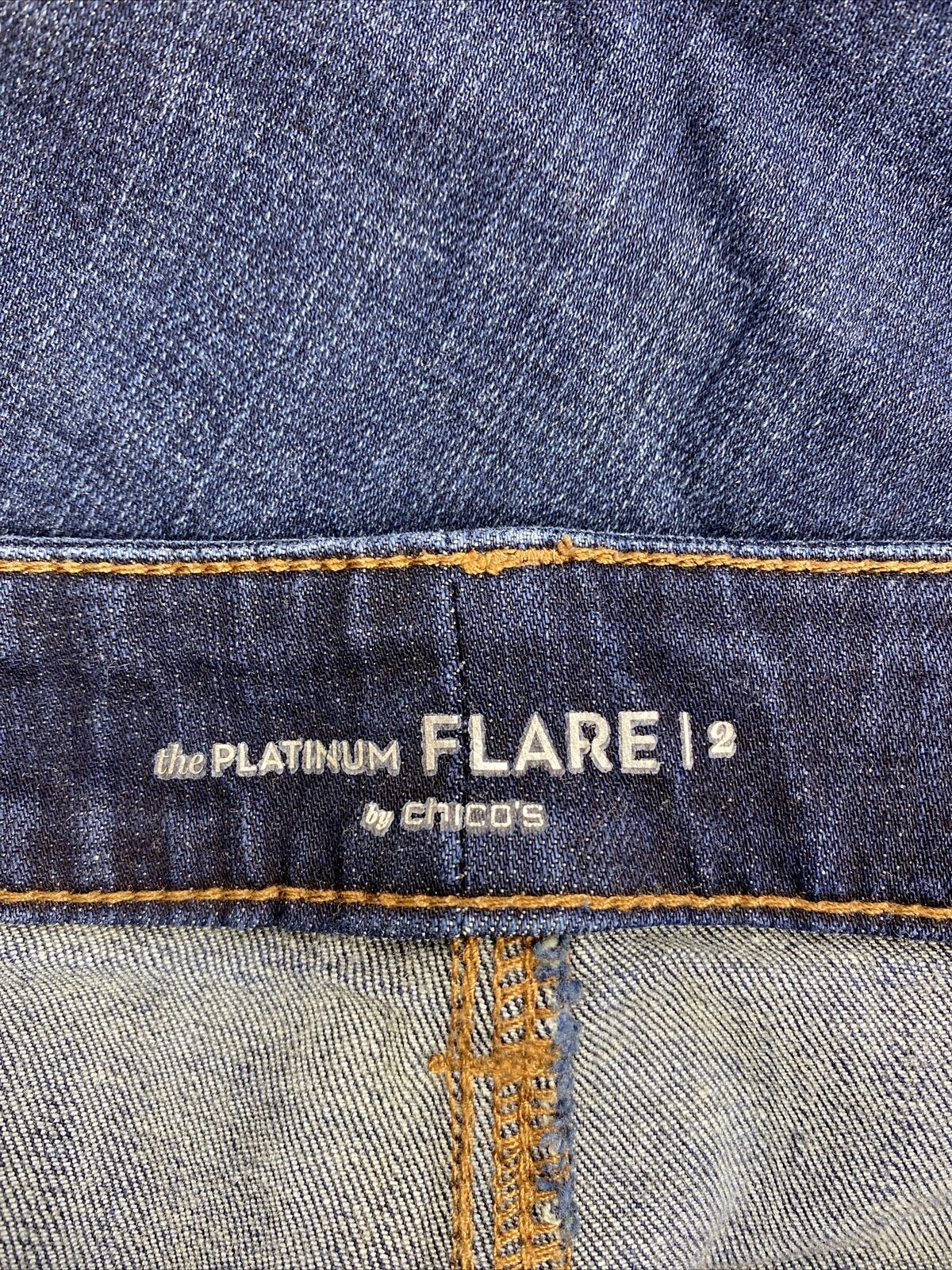 Chico's Women's Dark Wash Platinum Flare Cropped Jeans - 2/US 12