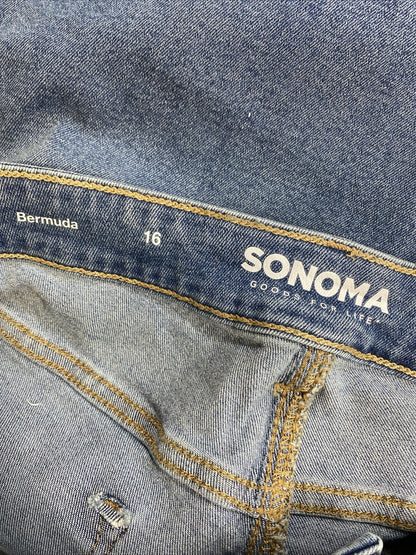 NUEVOS pantalones cortos vaqueros tipo bermuda de talle alto y lavado claro para mujer Sonoma - 16