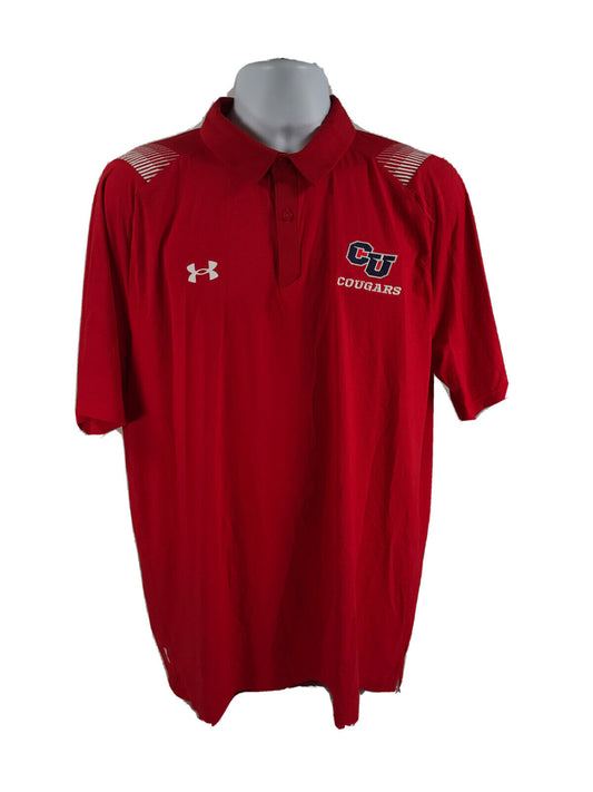 NEW Under Armour Mens Red CU Caldwell Cougars Short Sleeve Polo Shirt -XL