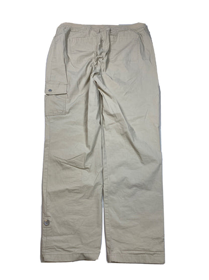 Chico's Women's Beige Tapered Cotton Casual Cargo Pants - 2/US 12