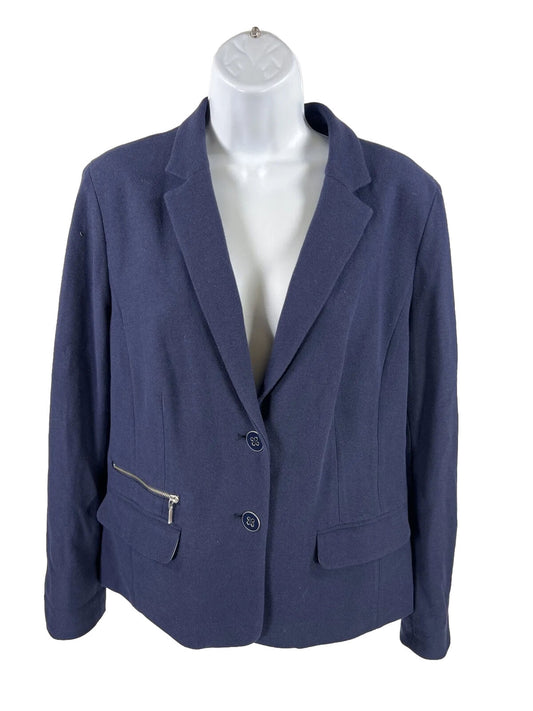 Chico's Women's Navy Blue 2-Button Blazer Jacket - 2/US 12